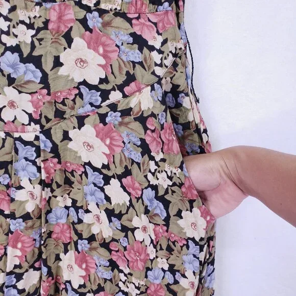 Vintage ED Michaels Melanie Drucker Floral Tea Midi A-line Cottagecore Dress - Picture 9 of 16